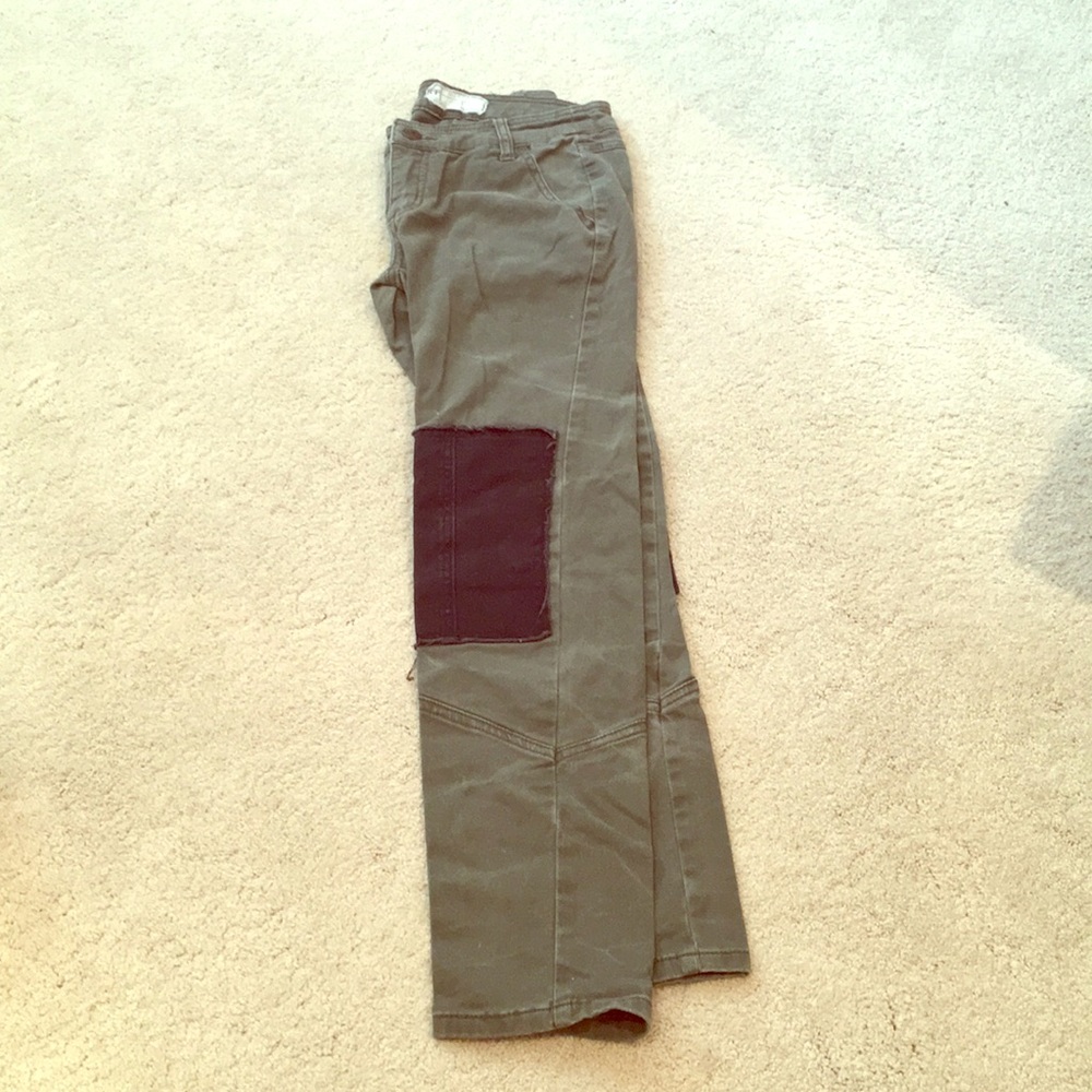 Free People Cropped Knee Patched Pants